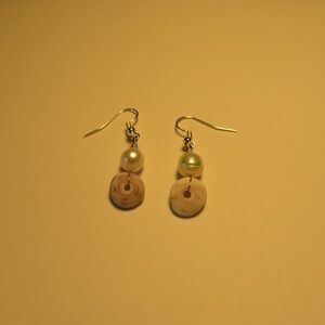 Handcrafted Silver Puka Shell Earrings With Pearls